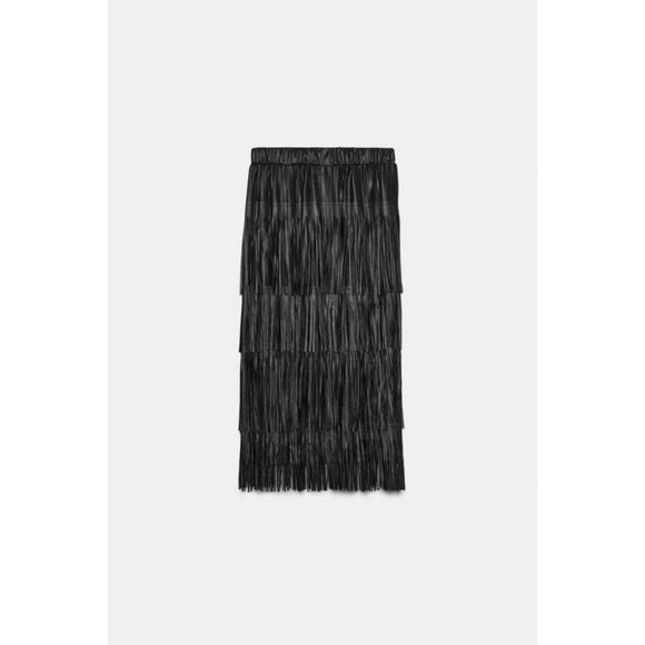 ZARA FRINGED MIDI SKIRT - Picture 7 of 8